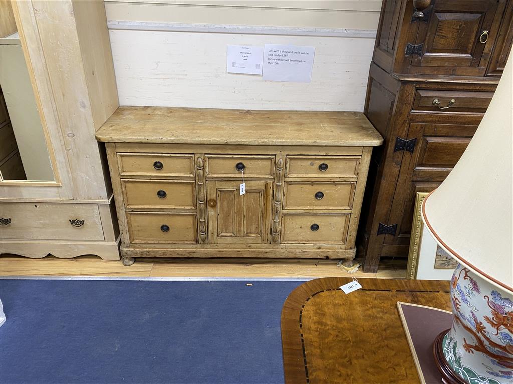 A Victorian pine low dresser, length 152cm, depth 50cm, height 86cm